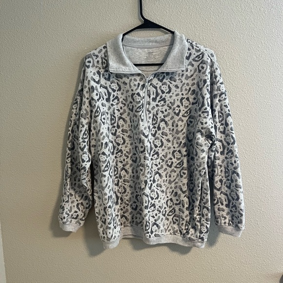 Aerie 1/4 zip leopard pullover sweatshirt XS - Picture 1 of 4